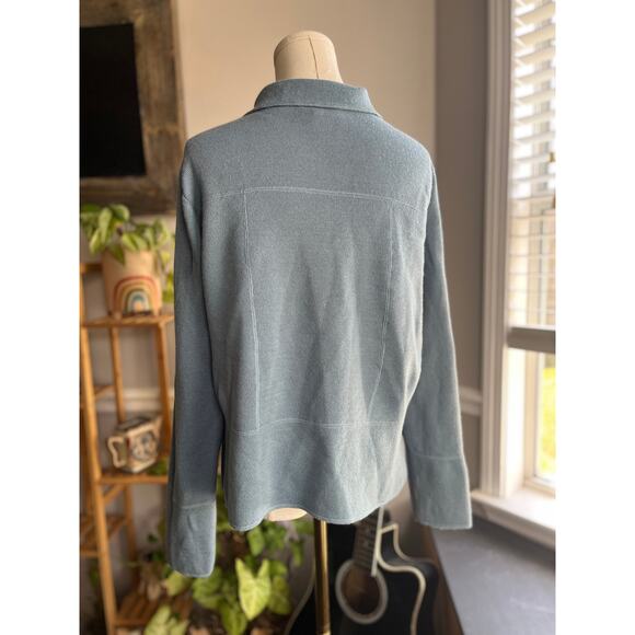 Vintage 90s Baby Blue Merino Wool Polo Cardigan Sweater Size Large - Picture 3 of 7
